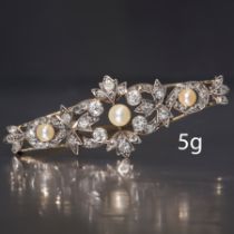 ANTIQUE VICTORIAN PEARL AND DIAMOND BROOCH