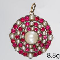 ANTIQUE RUBY AND PEARL PENDANT