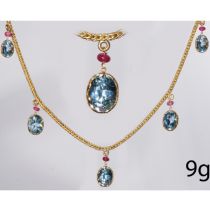 AQUAMARINE AND RUBY NECKLACE