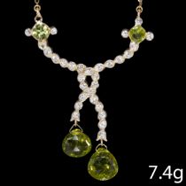 ANTIQUE DIAMOND AND PERIDOT NECKLACE