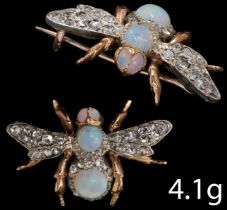 DIAMOND AND OPAL WINGED INSECT BROOCH