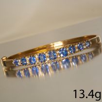 SAPPHIRE AND DIAMOND HINGED BANGLE