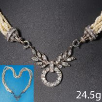 BELLE EPOQUE NATURAL PEARL AND DIAMOND NECKLACE