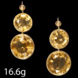 LARGE CITRINE TWO STONE EARRINGS