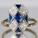 SAPPHIRE AND DIAMOND CLUSTER RING