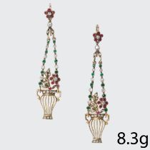 PAIR OF ANTIQUE VICTORIAN PASTE GIARDINETTO DROP EARRINGS