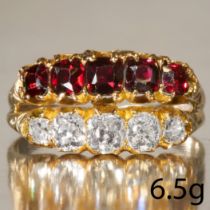 2-ROW DIAMOND AND GARNET RING