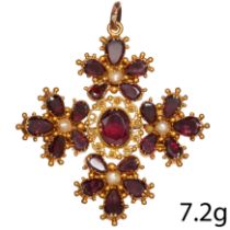 ANTIQUE GEORGIAN GARNET AND PEARL PENDANT/BROOCH