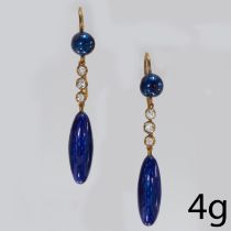 PAIR OF ENAMEL AND DIAMOND DROP EARRINGS