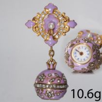 RARE AND UNUSUAL FRENCH VICTORIAN ENAMEL AND DIAMOND FOB WATCH