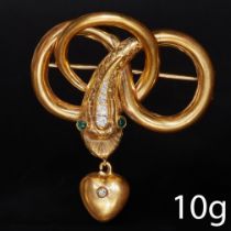 VICTORIAN DIAMOND SNAKE DROP BROOCH