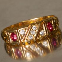 EDWARDIAN RUBY AND DIAMOND RING