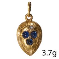 SAPPHIRE AND DIAMOND EGG PENDANT