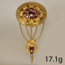 VICTORIAN GARNET DROP BROOCH