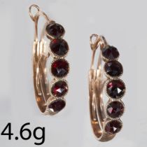 UNUSUAL PAIR OF ANTIQUE GARNET POISSARDE EARRINGS