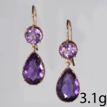 PAIR OF AMETHYST GOLD EARRINGS