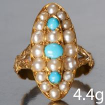 VICTORIAN PEARL AND TURQUOISE RING
