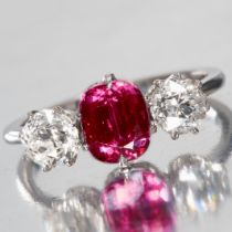 RUBY AND DIAMOND 3-STONE RING