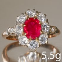 RUBY AND DIAMOND CLUSTER RING