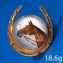 ANTIQUE ESSEX CRYSTAL HORSE AND HORSE SHOE BROOCH