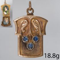 ANTIQUE SAPPHIRE PHOTO LOCKET PENDANT