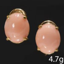 PAIR OF OVAL CORAL STUD EARRINGS