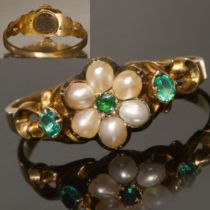 VICTORIAN EMERALD AND PEARL RING