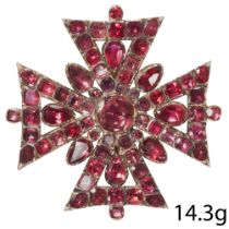 18TH CENTURY GEORGIAN GARNET MALTESE CROSS BROOCH