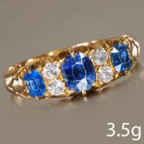 SAPPHIRE AND DIAMOND 3-STONE RING