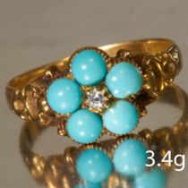 VICTORIAN TURQUOISE AND DIAMOND RING