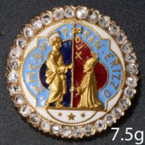 ENAMEL AND DIAMOND BROOCH, DEPICTING FRANCESCO ERIZZO