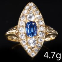 EDWARDIAN MARQUISE SAPPHIRE AND DIAMOND RING