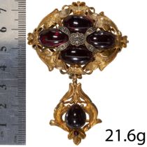 VICTORIAN GARNET AND ROSE CUT DIAMOND BROOCH