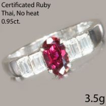 CERTIFICATED RUBY AND DIAMOND RING