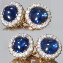 EXQUISITE PAIR OF ANTIQUE SAPPHIRE AND DIAMOND CUFFLINKS