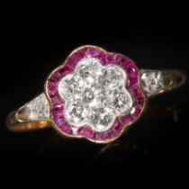 DIAMOND AND RUBY CLUSTER RING