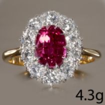 RUBY AND DIAMOND CLUSTER RING