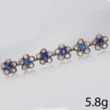 VICTORIAN DIAMOND AND SAPPHIRE FLORAL BAR BROOCH