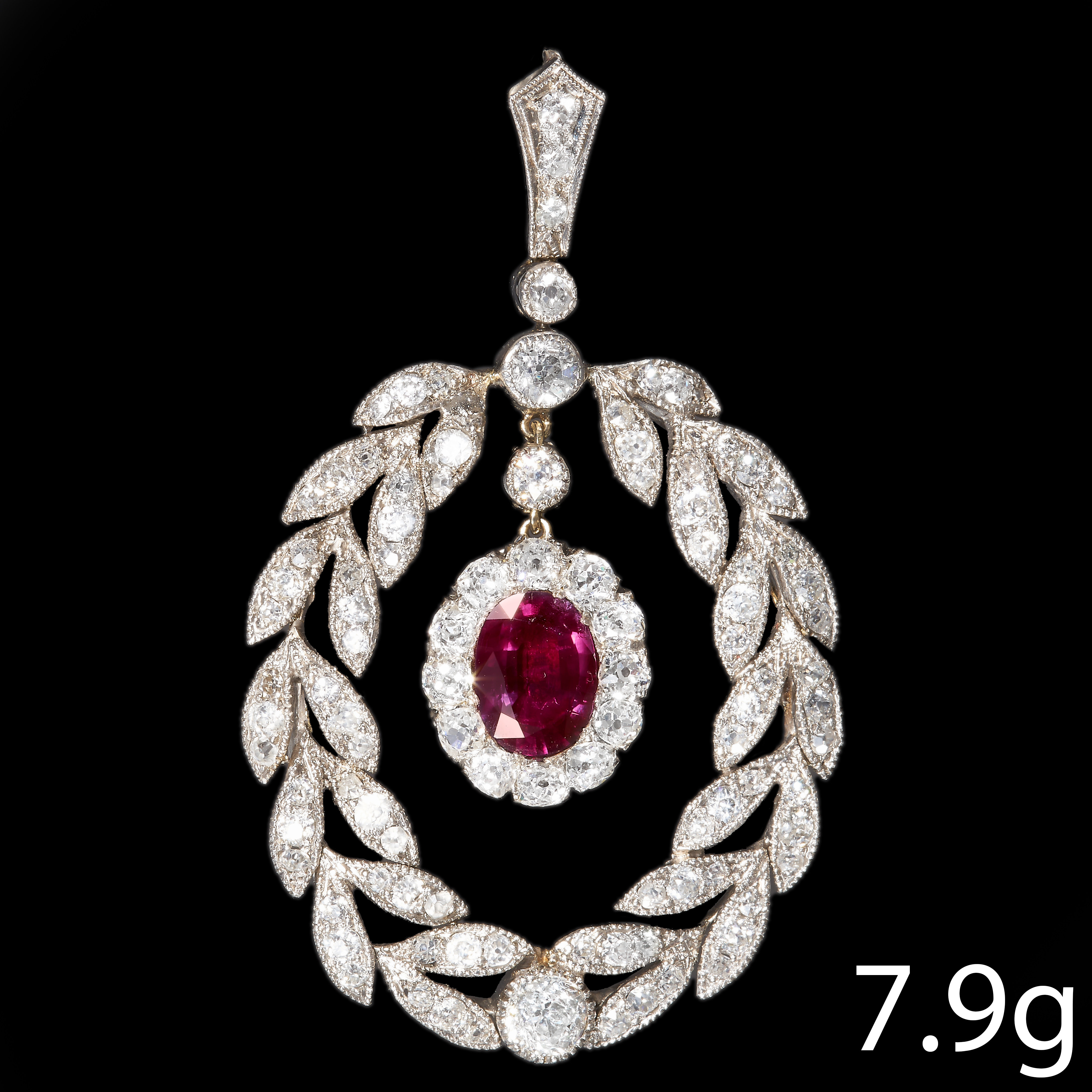 BELLE EPOQUE RUBY AND DIAMOND LAUREL PENDANT