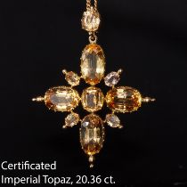 CERTIFICATED ANTIQUE IMPERIAL TOPAZ CROSS PENDANT