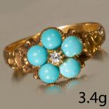 VICTORIAN TURQUOISE AND DIAMOND RING