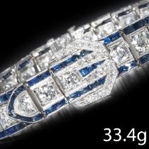 MAGNIFICENT ART-DECO SAPPHIRE AND DIAMOND BUCKLE BRACELET