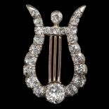 VICTORIAN DIAMOND LYRE BROOCH