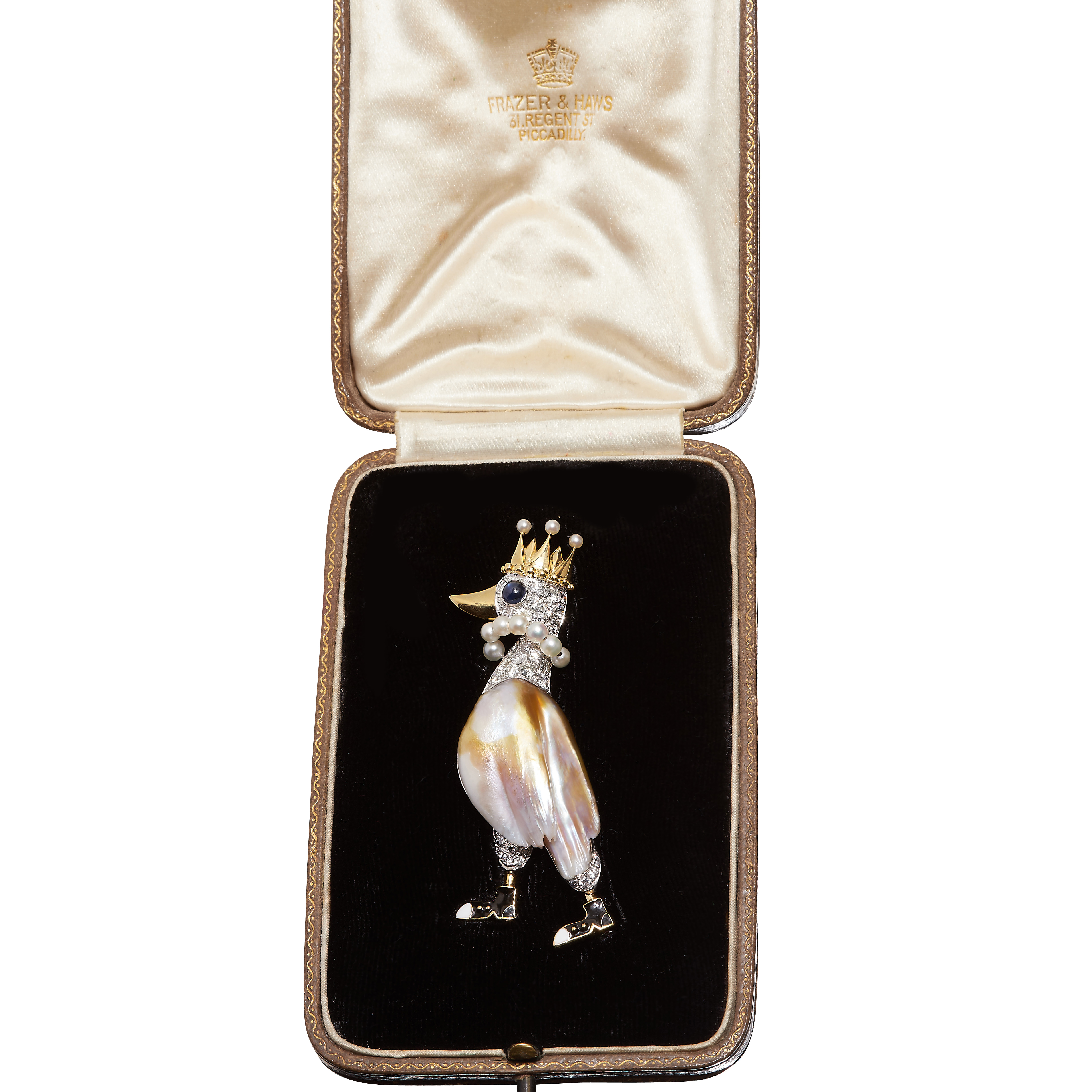 RETRO CERTIFICATED NATURAL PEARL, DIAMOND AND SAPPHIRE DUCK BROOCH - Image 2 of 2