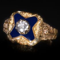 ANTIQUE ENAMEL AND DIAMOND RING