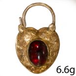 VICTORIAN HEART SHAPED GARNET PADLOCK