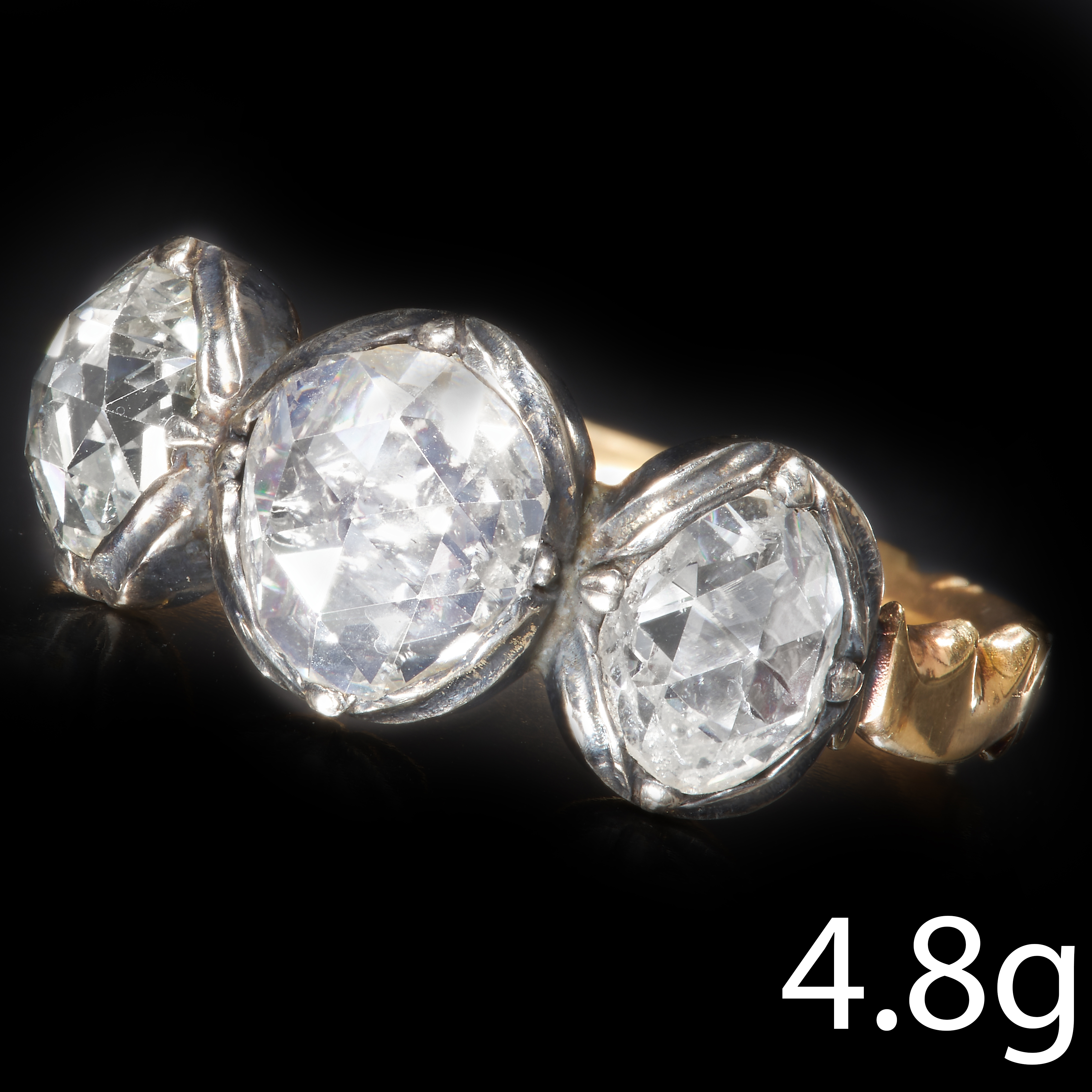 RARE ANTIQUE DIAMOND 3-STONE RING