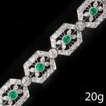 MAGNIFICENT ART DECO DIAMOND AND EMERALD BRACELET