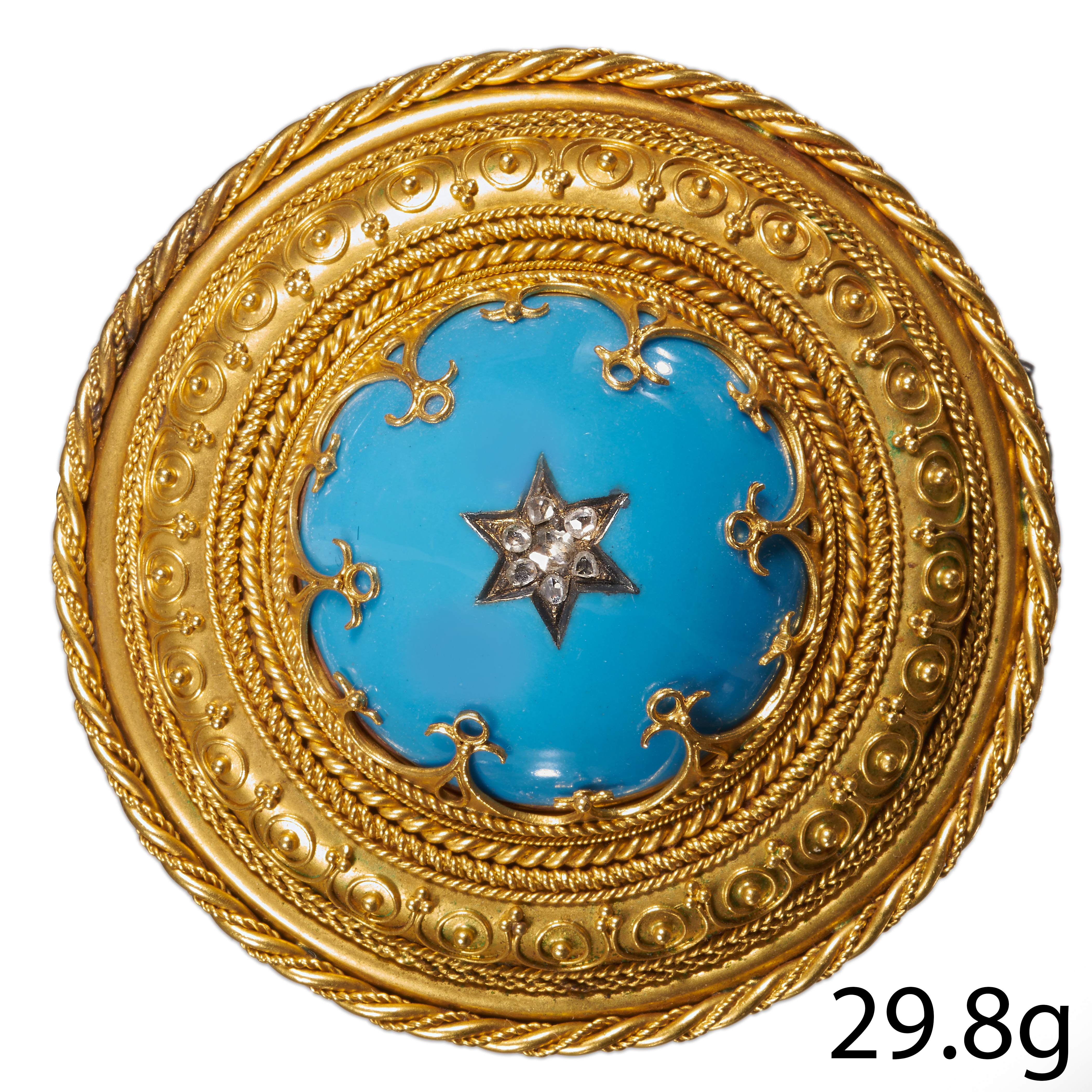 LARGE VICTORIAN ENAMEL AND DIAMOND BROOCH