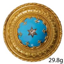 LARGE VICTORIAN ENAMEL AND DIAMOND BROOCH